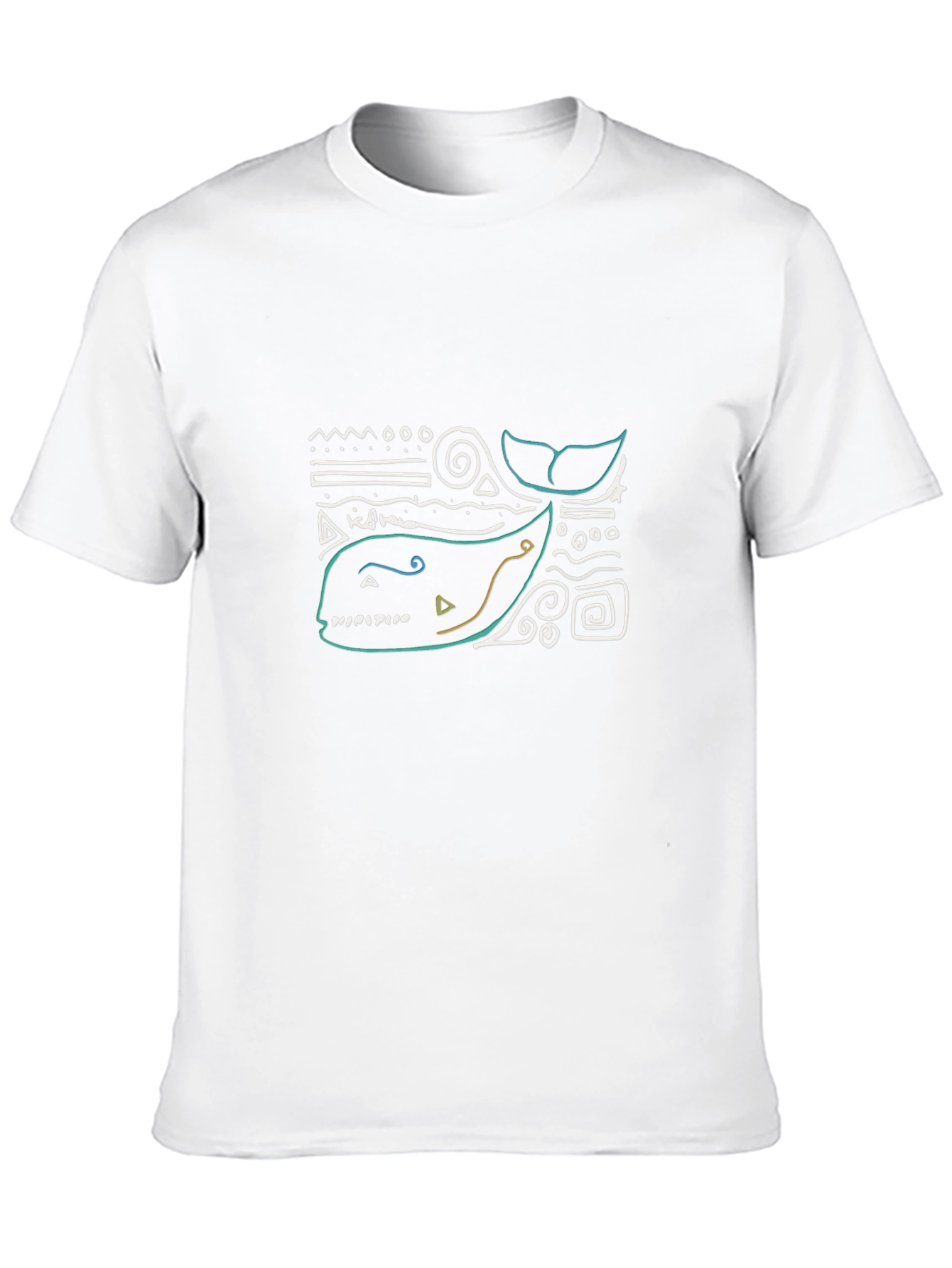 Abstract Whale Graphic Tee - Black Cotton T-Shirt