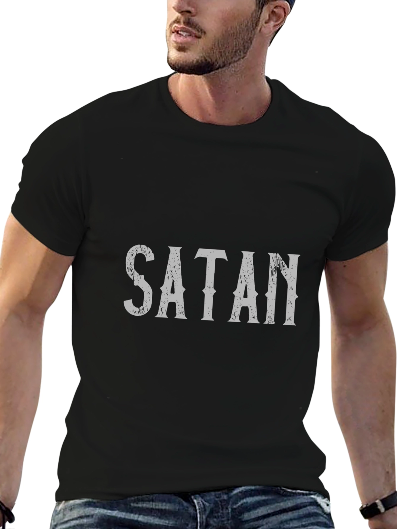 Satan Graphic Print Black T-Shirt
