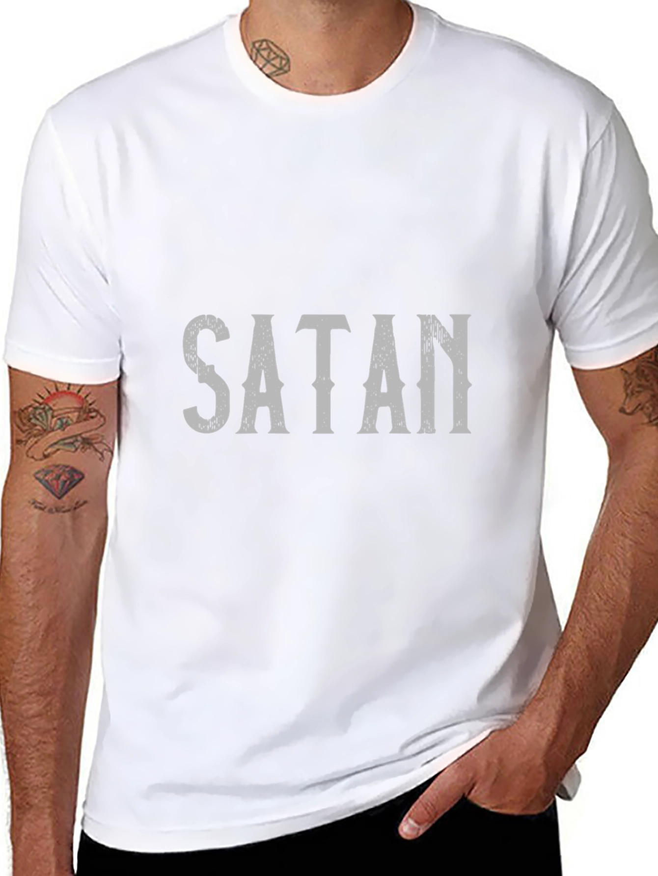 Satan Graphic Print Black T-Shirt