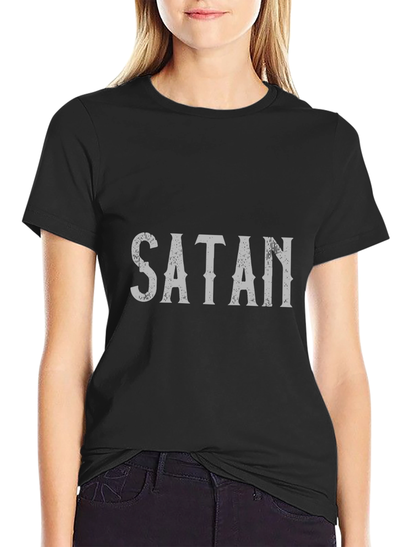 Satan Graphic Print Black T-Shirt