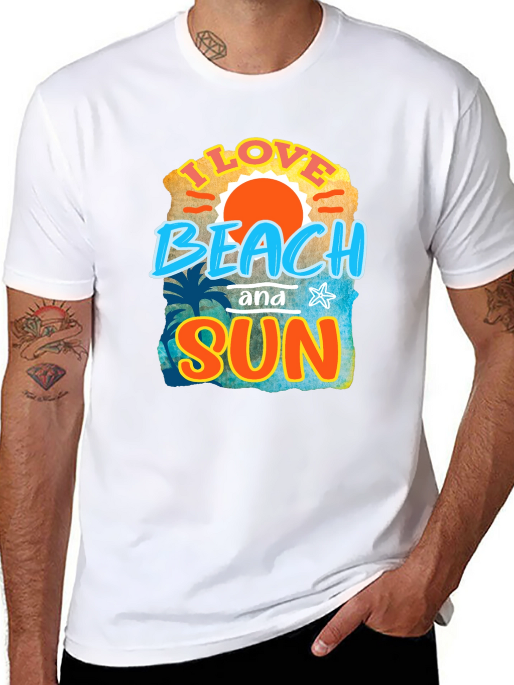 I Love Beach and Sun Black T-Shirt
