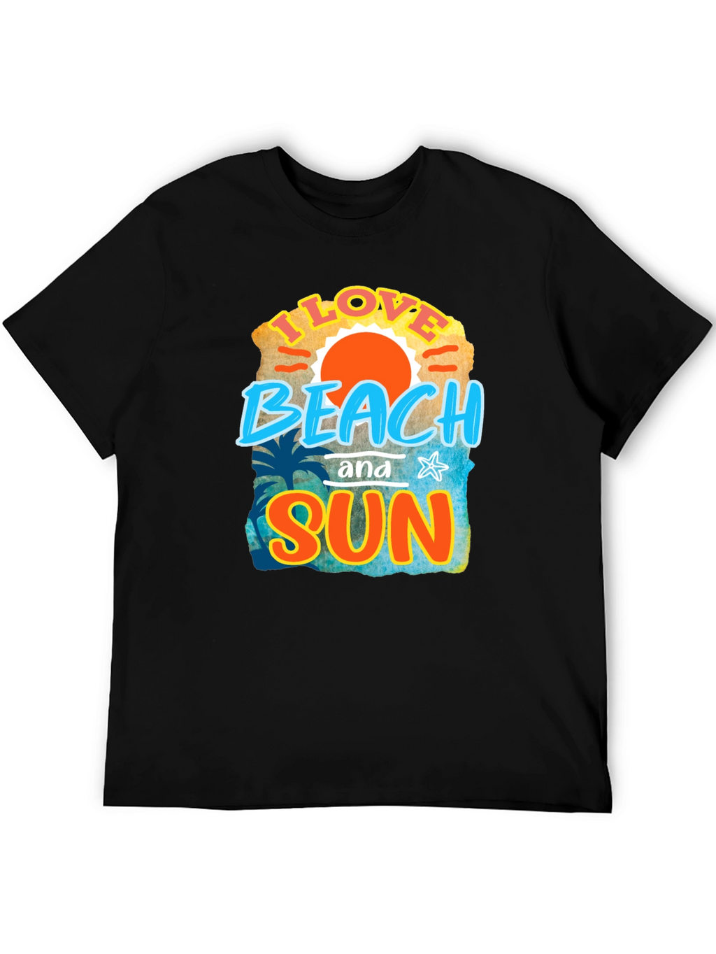 I Love Beach and Sun Black T-Shirt