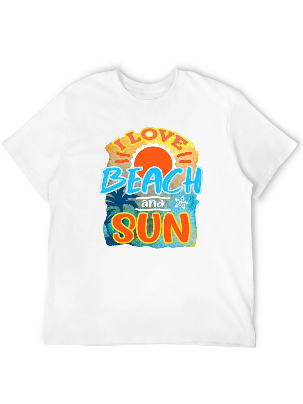I Love Beach and Sun Black T-Shirt