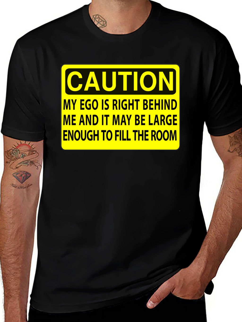 Caution Ego T-Shirt - Funny Sarcastic Humor Tee