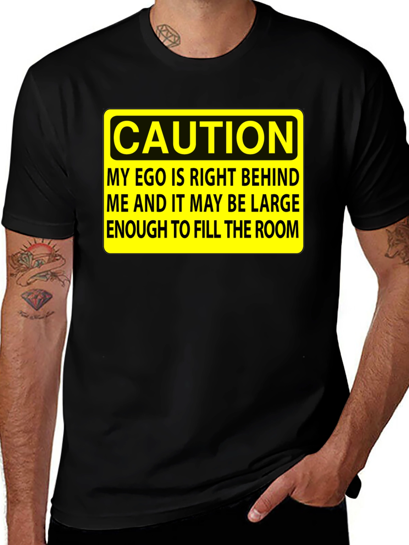 Caution Ego T-Shirt - Funny Sarcastic Humor Tee