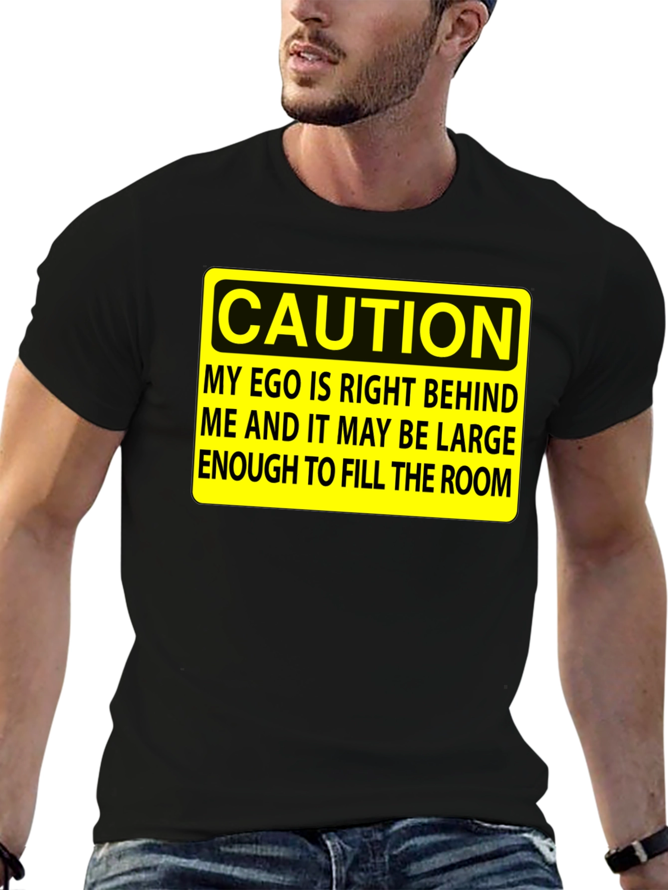 Caution Ego T-Shirt - Funny Sarcastic Humor Tee