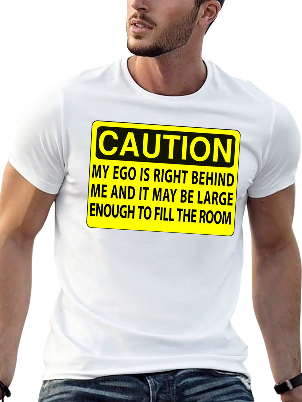 Caution Ego T-Shirt - Funny Sarcastic Humor Tee