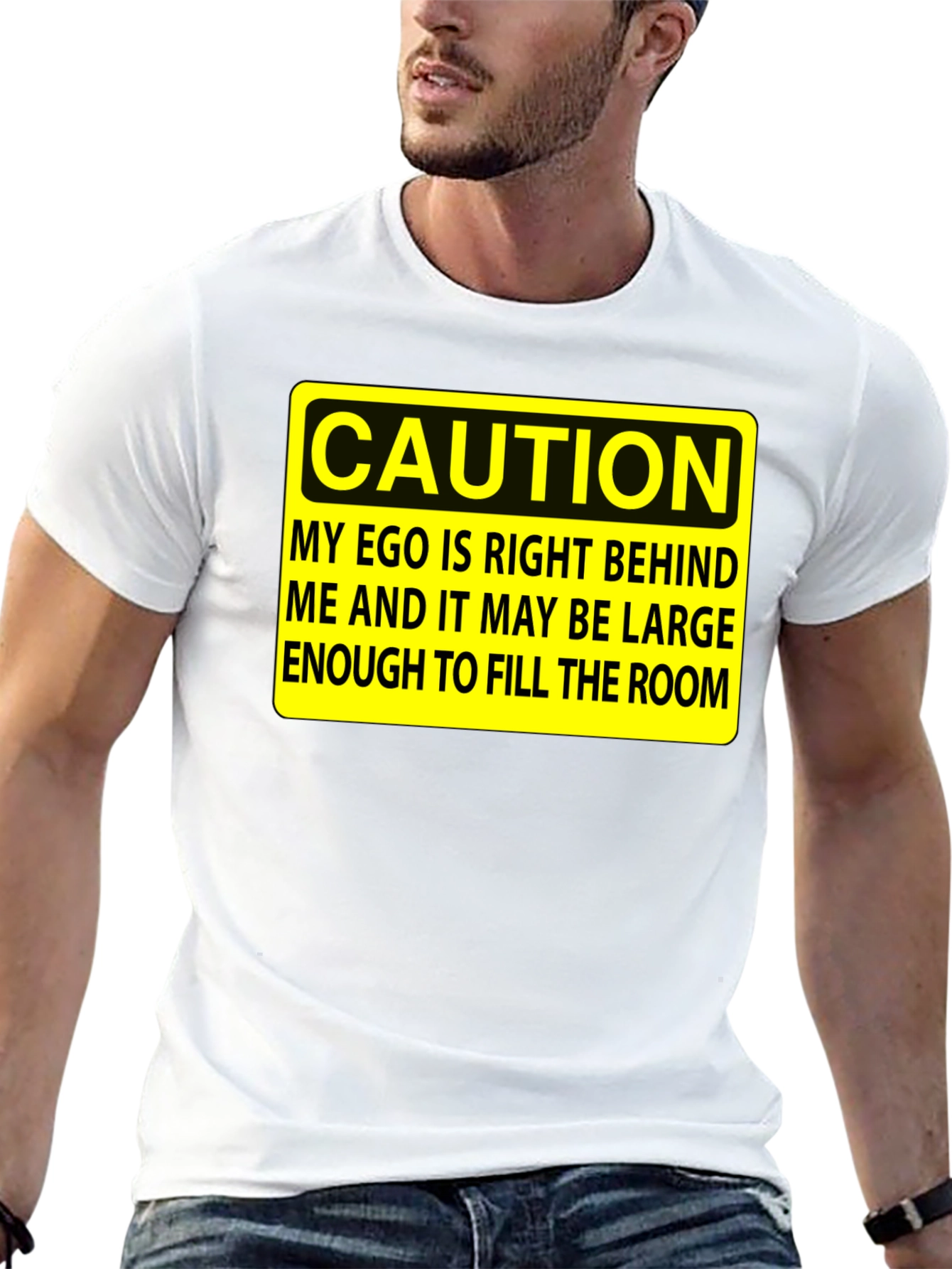Caution Ego T-Shirt - Funny Sarcastic Humor Tee