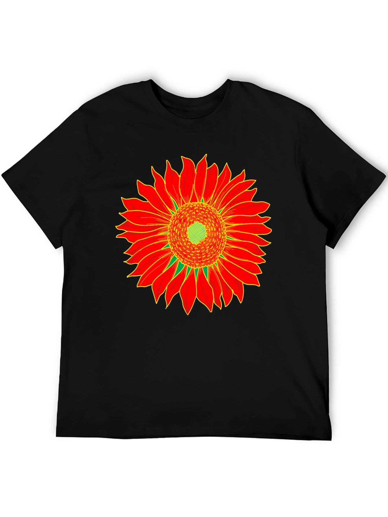 Sunflower Graphic Tee - Black Cotton T-Shirt