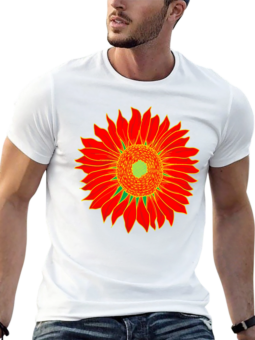Sunflower Graphic Tee - Black Cotton T-Shirt
