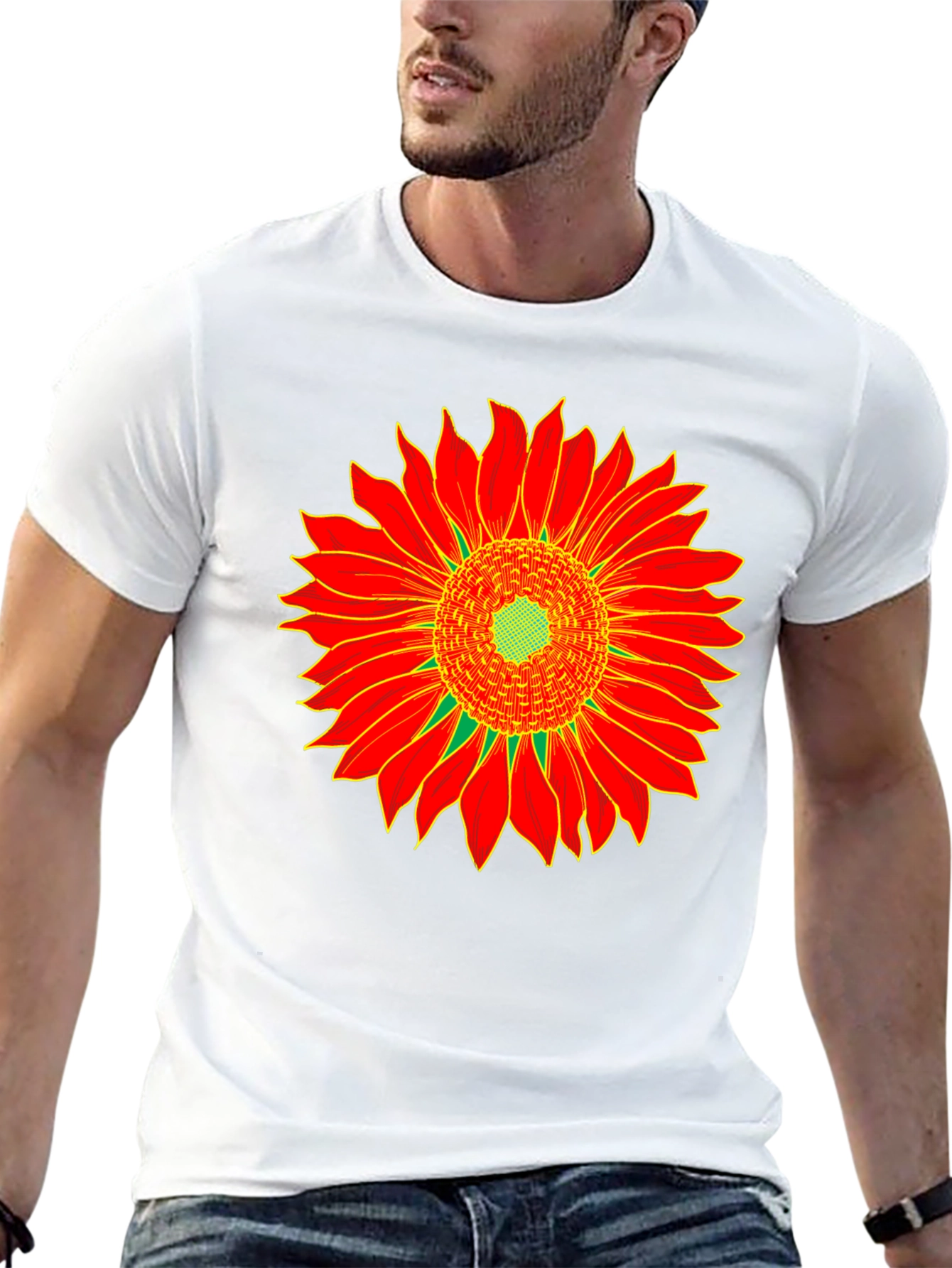 Sunflower Graphic Tee - Black Cotton T-Shirt
