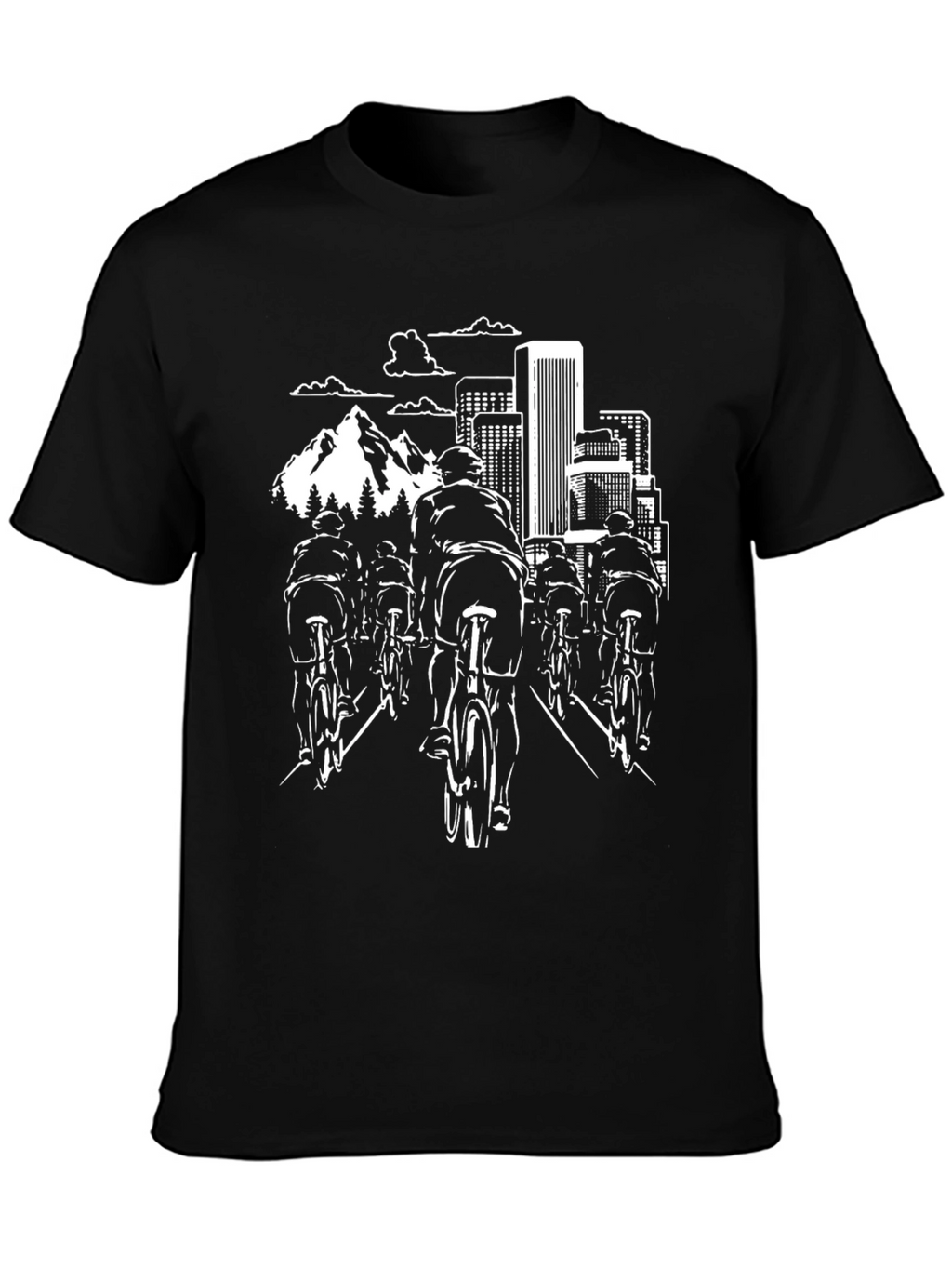 Cyclist Cityscape Black T-Shirt