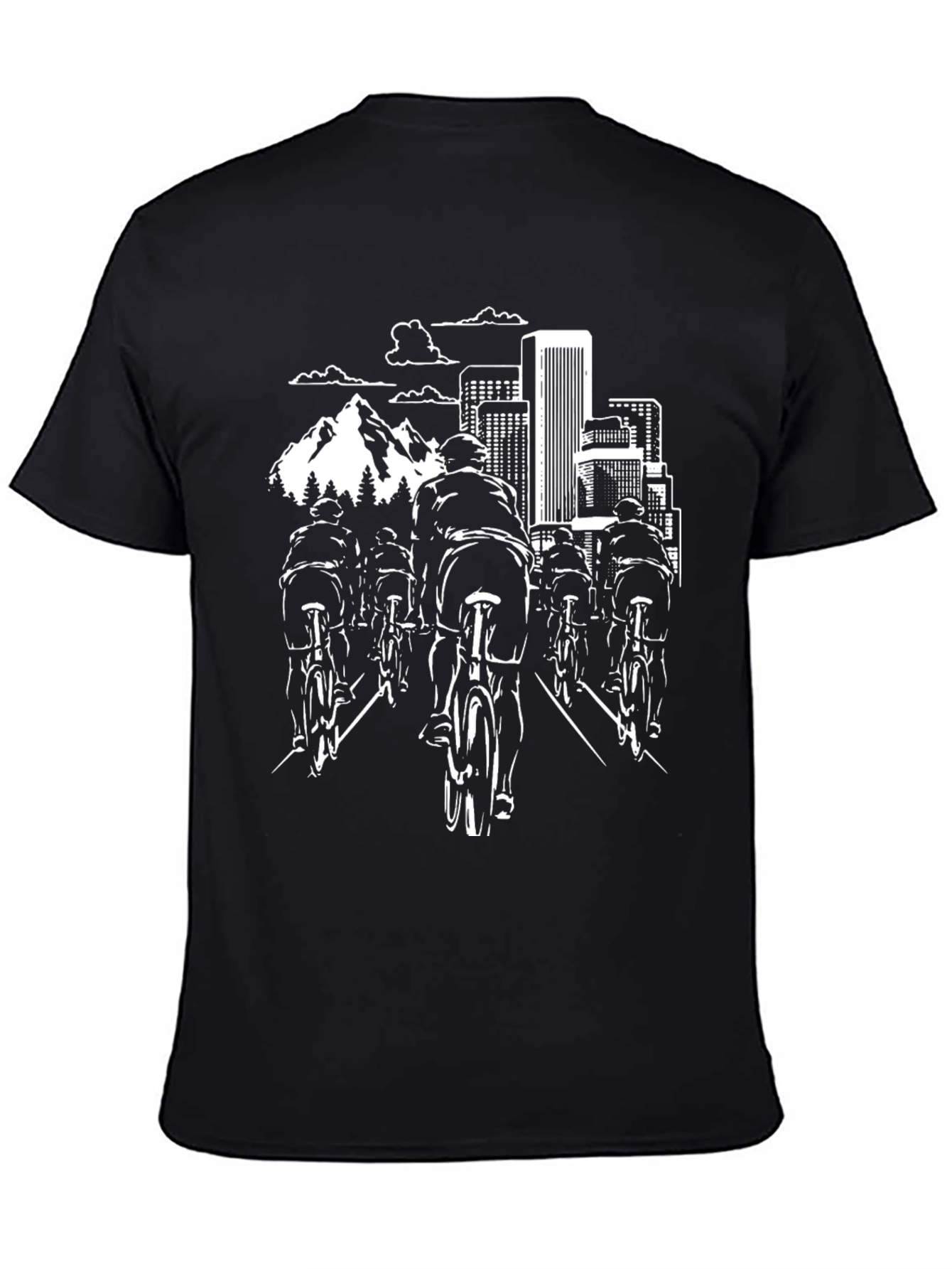 Cyclist Cityscape Black T-Shirt