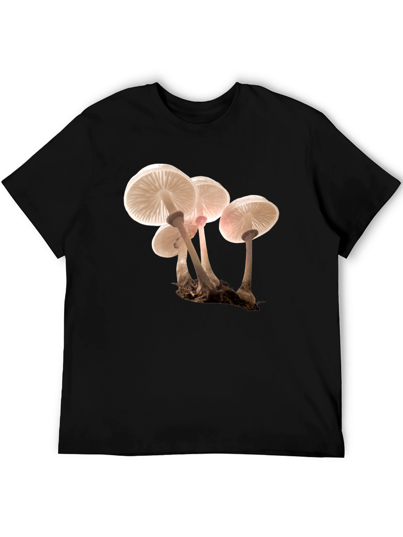 Mushroom Print Black T-Shirt