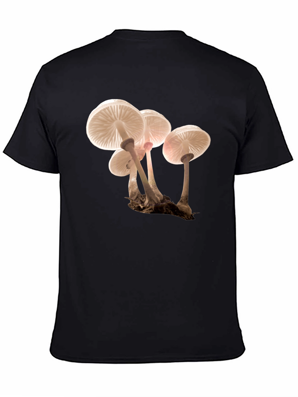 Mushroom Print Black T-Shirt