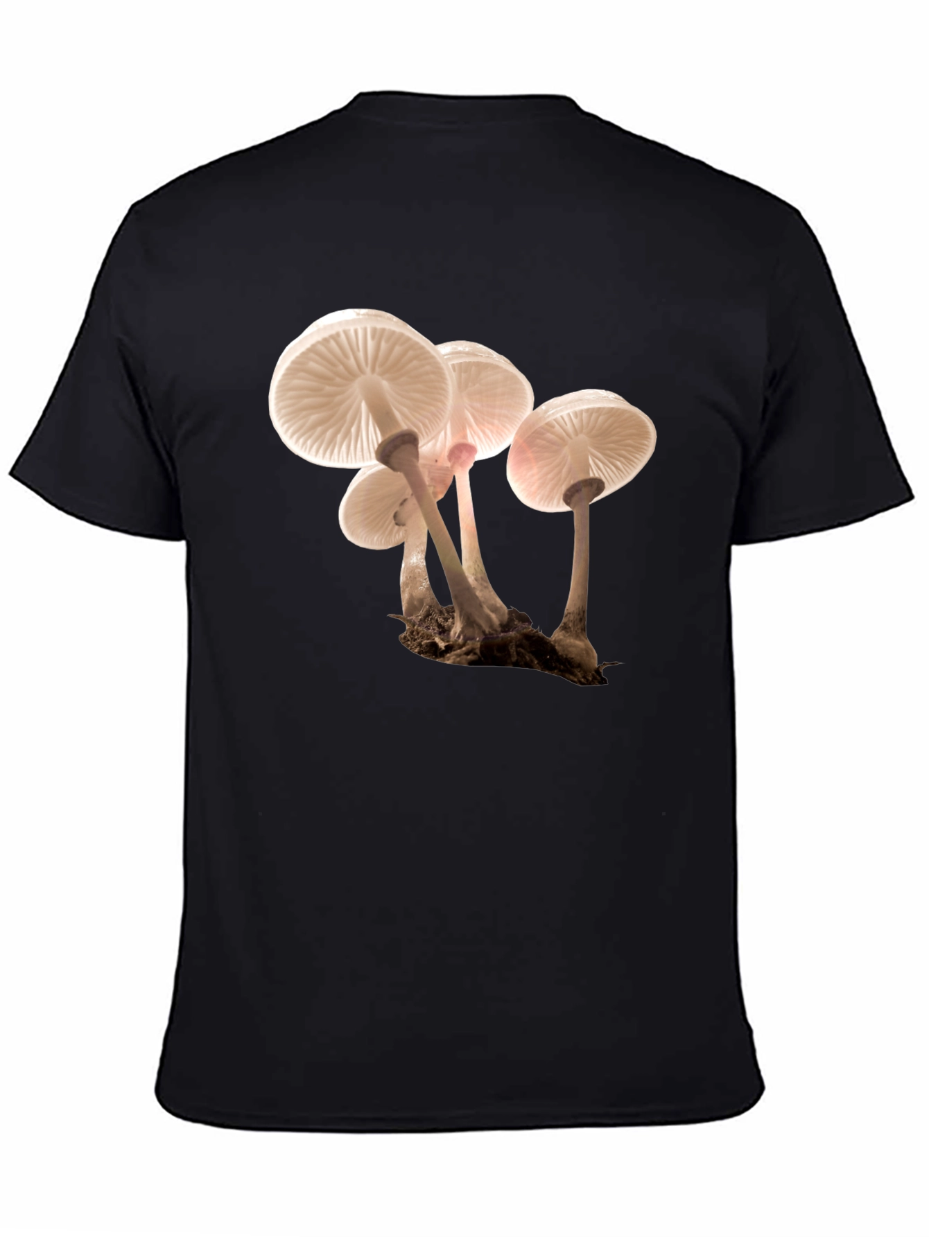 Mushroom Print Black T-Shirt