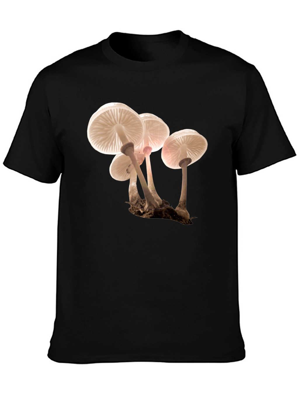 Mushroom Print Black T-Shirt