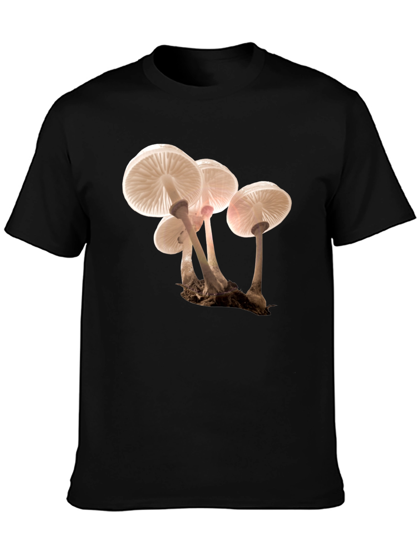 Mushroom Print Black T-Shirt
