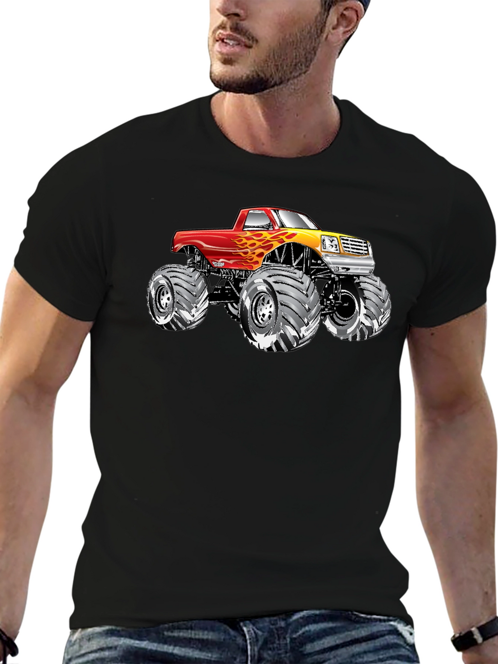 Monster Truck Graphic Tee - Black Cotton T-Shirt
