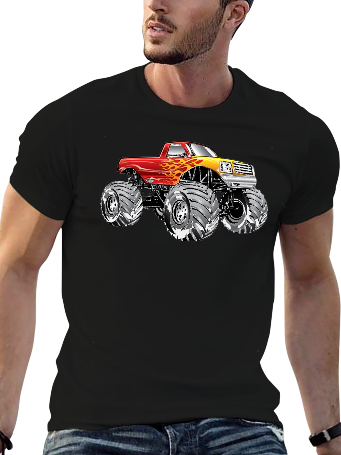 Monster Truck Graphic Tee - Black Cotton T-Shirt