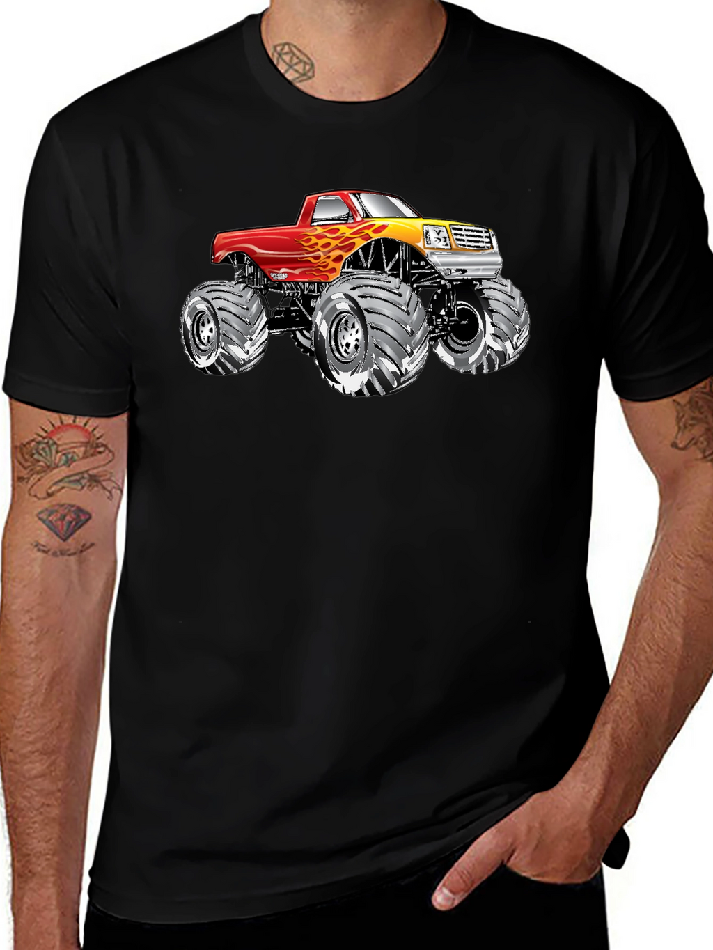 Monster Truck Graphic Tee - Black Cotton T-Shirt