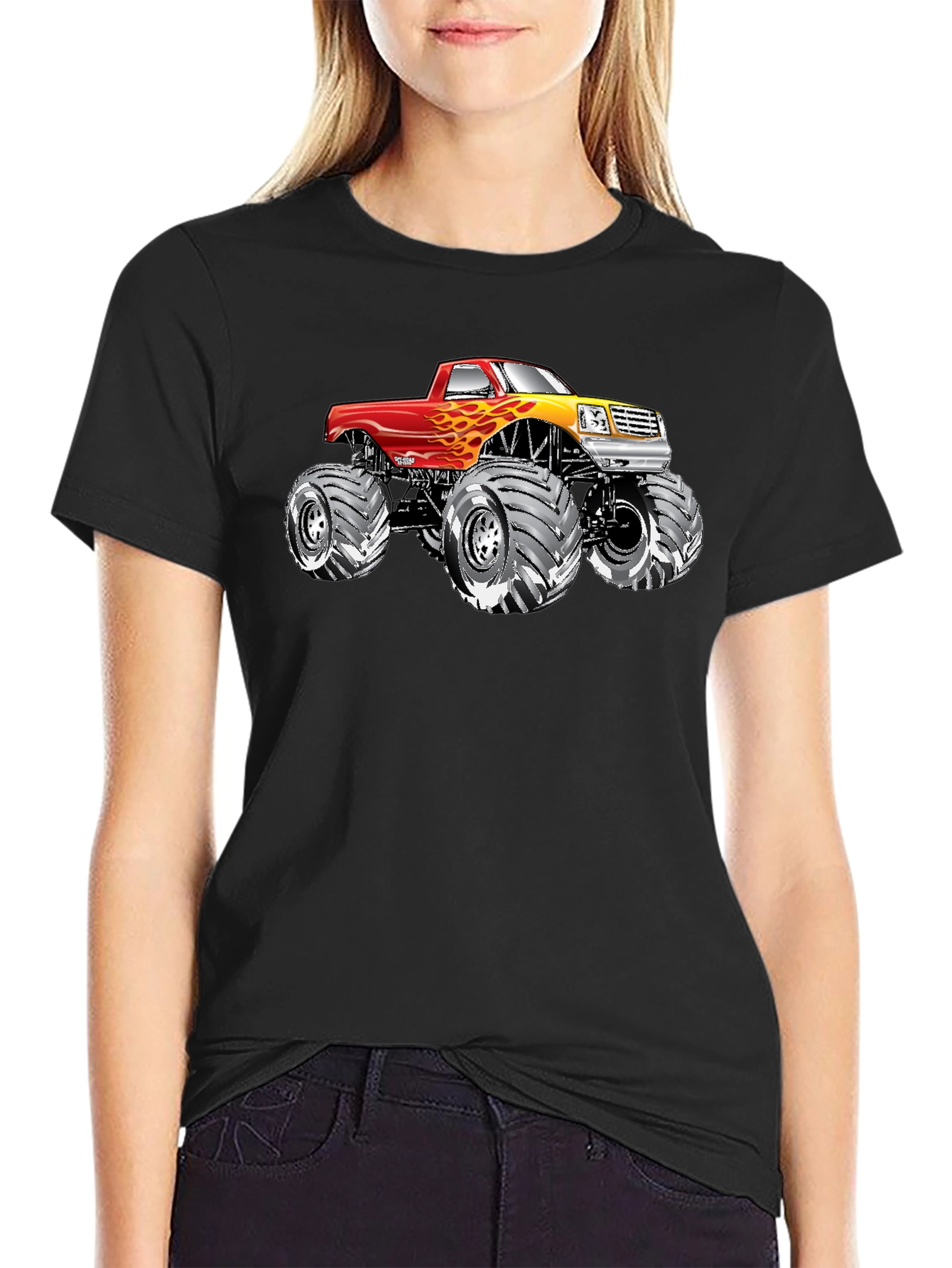 Monster Truck Graphic Tee - Black Cotton T-Shirt