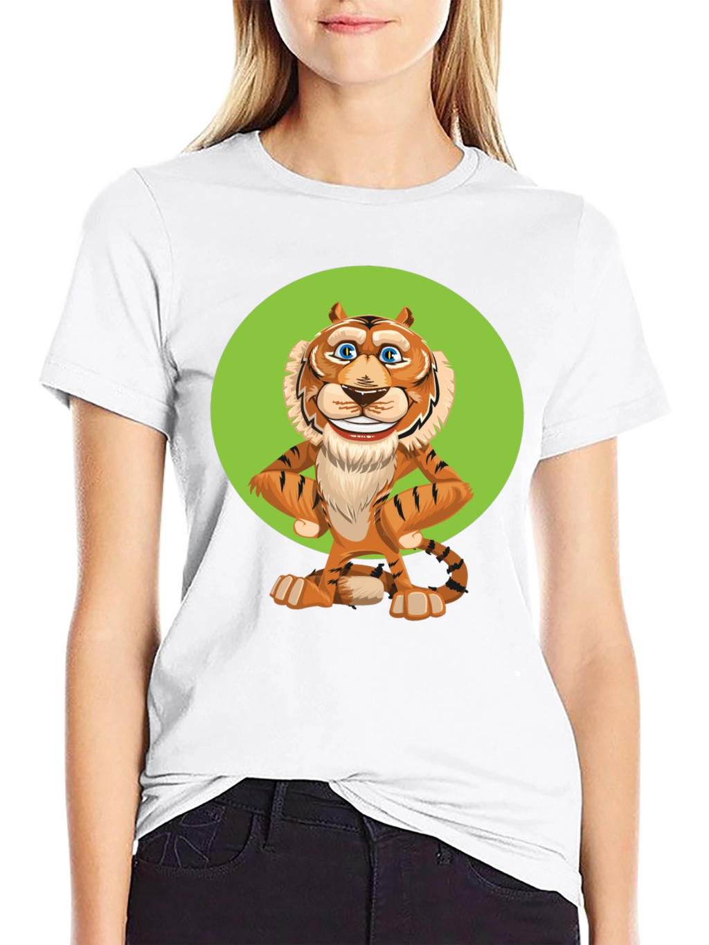 Funny Cartoon Tiger Graphic T-Shirt