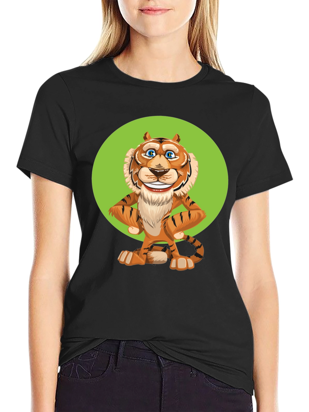Funny Cartoon Tiger Graphic T-Shirt