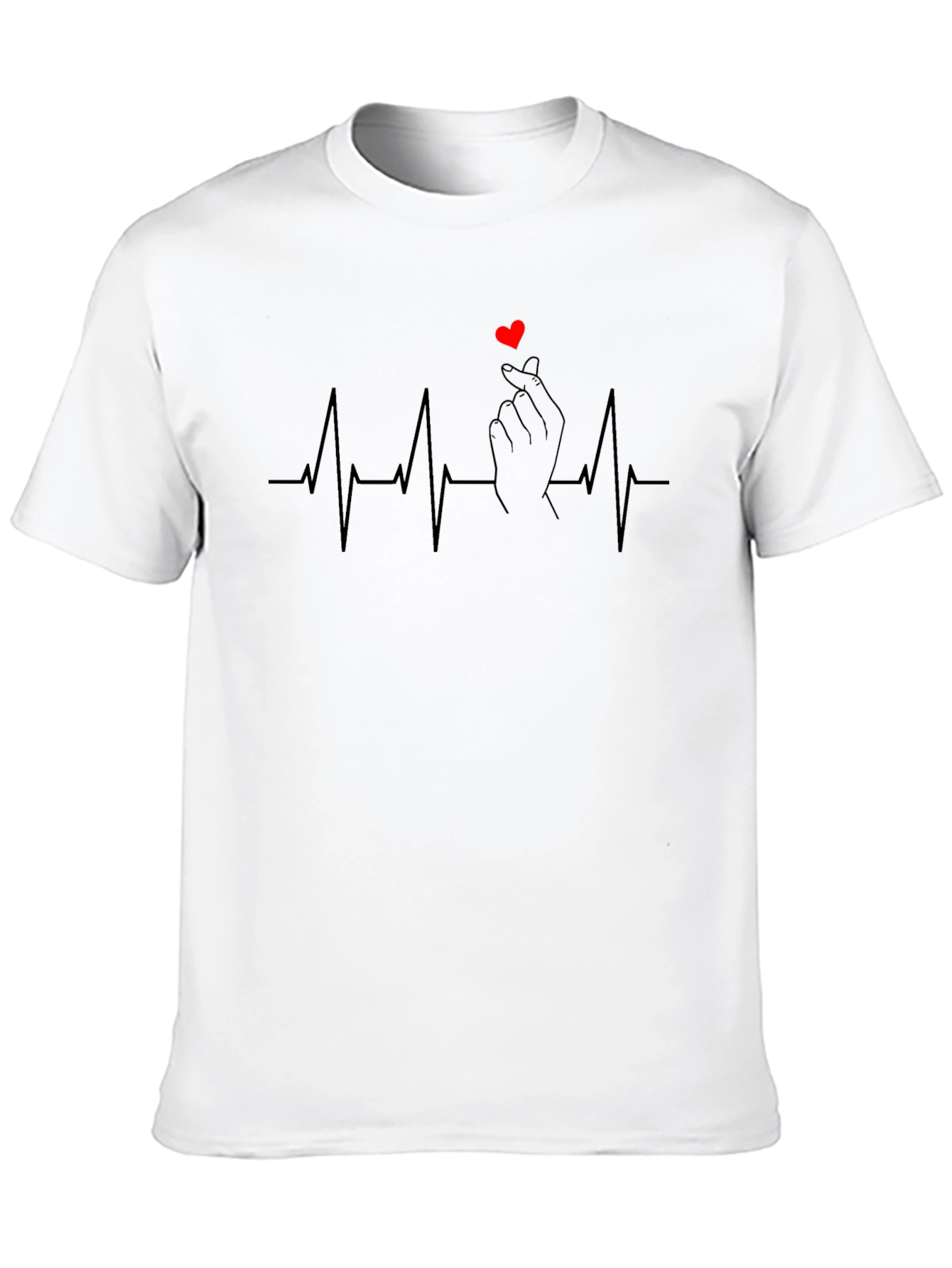 Heartbeat Finger Heart Graphic T-Shirt