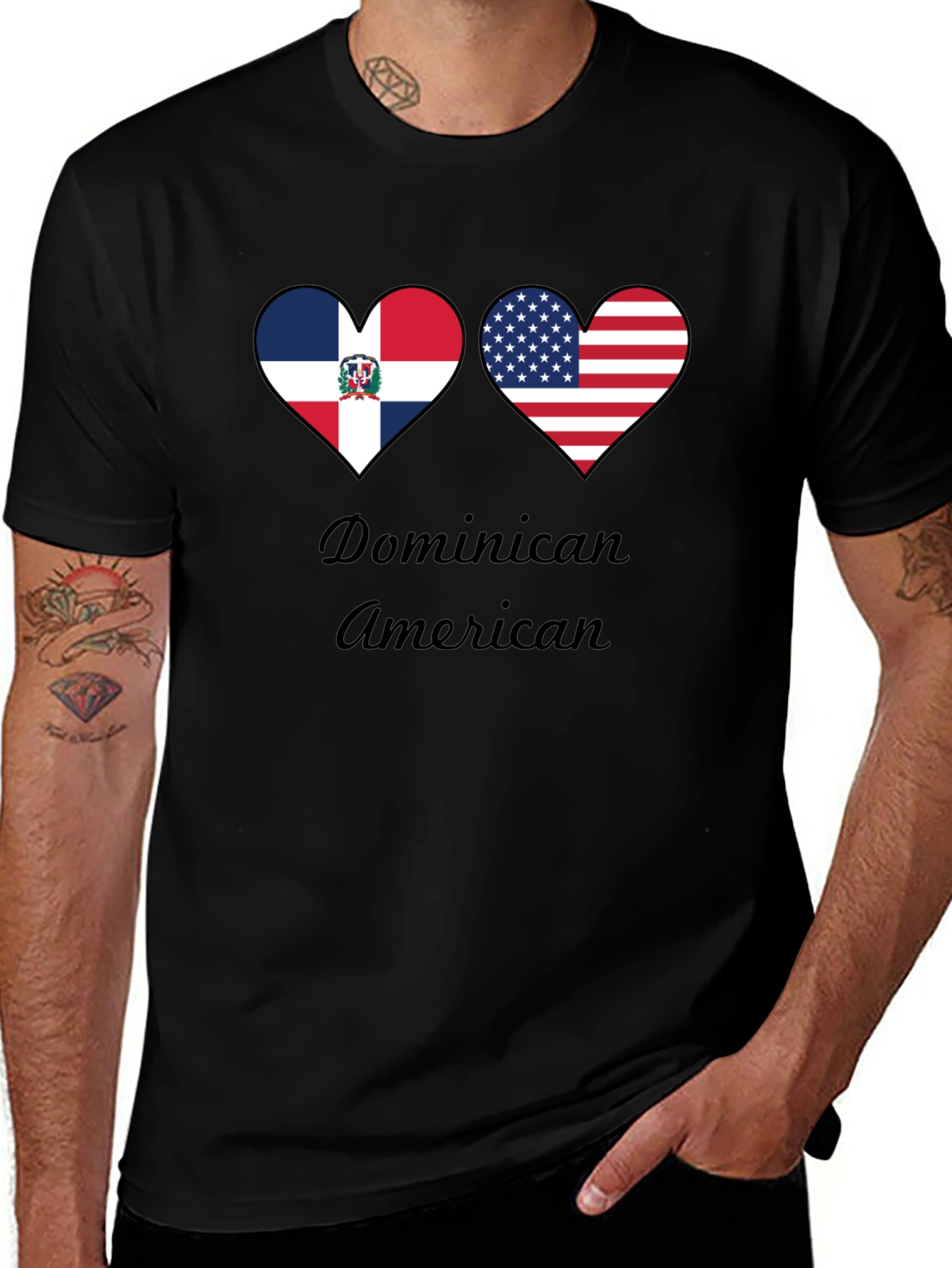 Dominican American Heart Flag T-Shirt