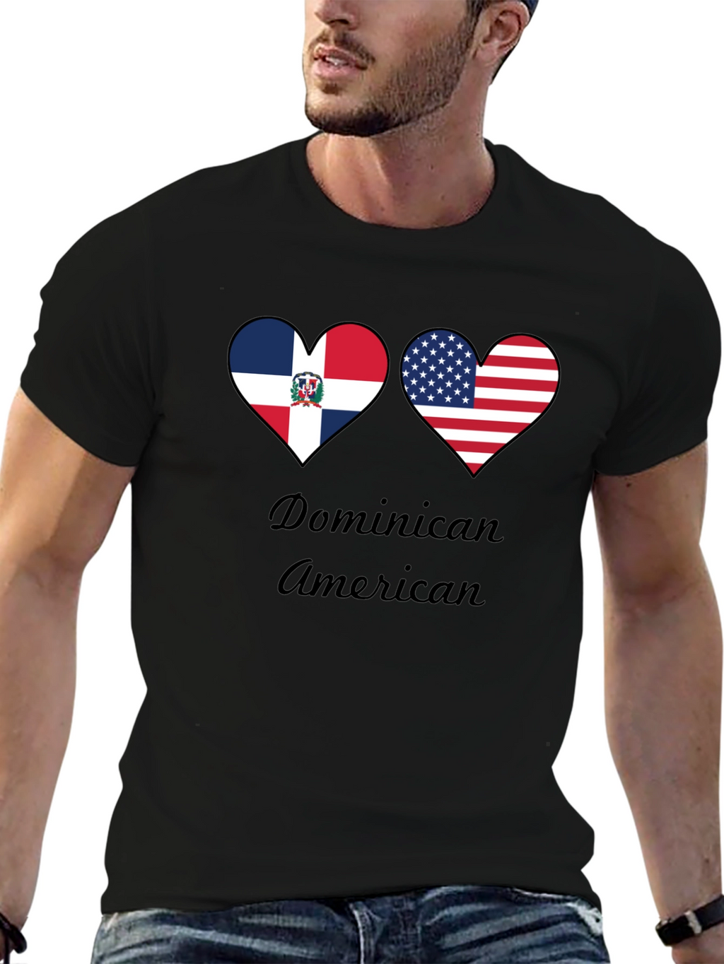 Dominican American Heart Flag T-Shirt
