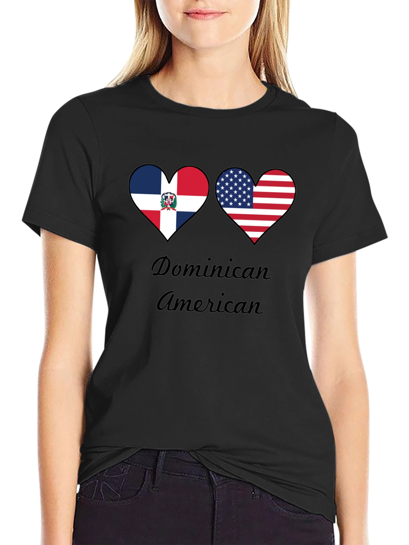 Dominican American Heart Flag T-Shirt