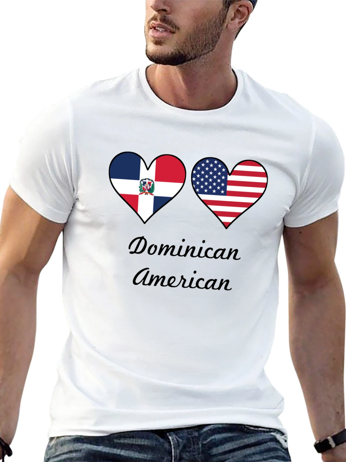 Dominican American Heart Flag T-Shirt