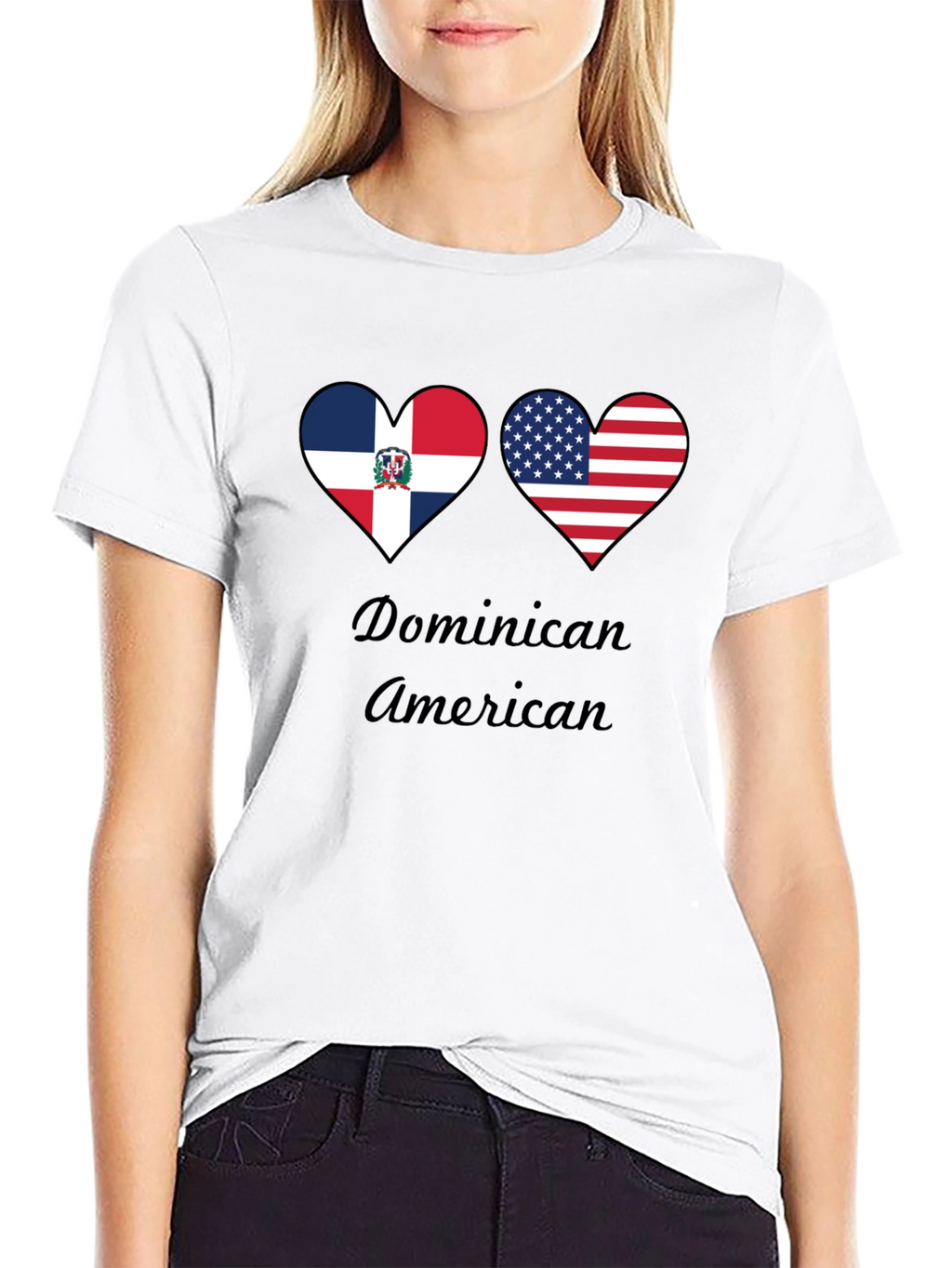 Dominican American Heart Flag T-Shirt