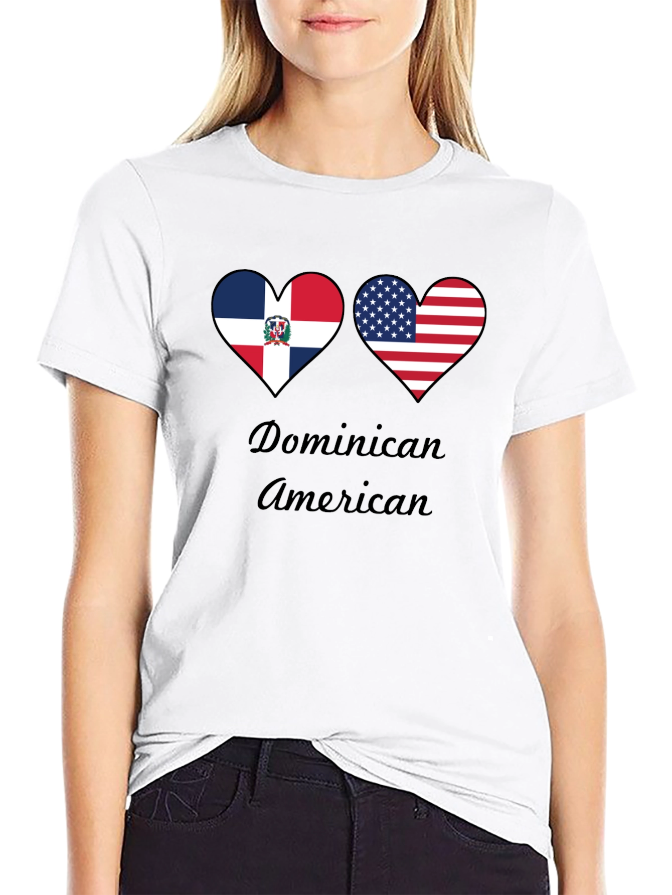 Dominican American Heart Flag T-Shirt