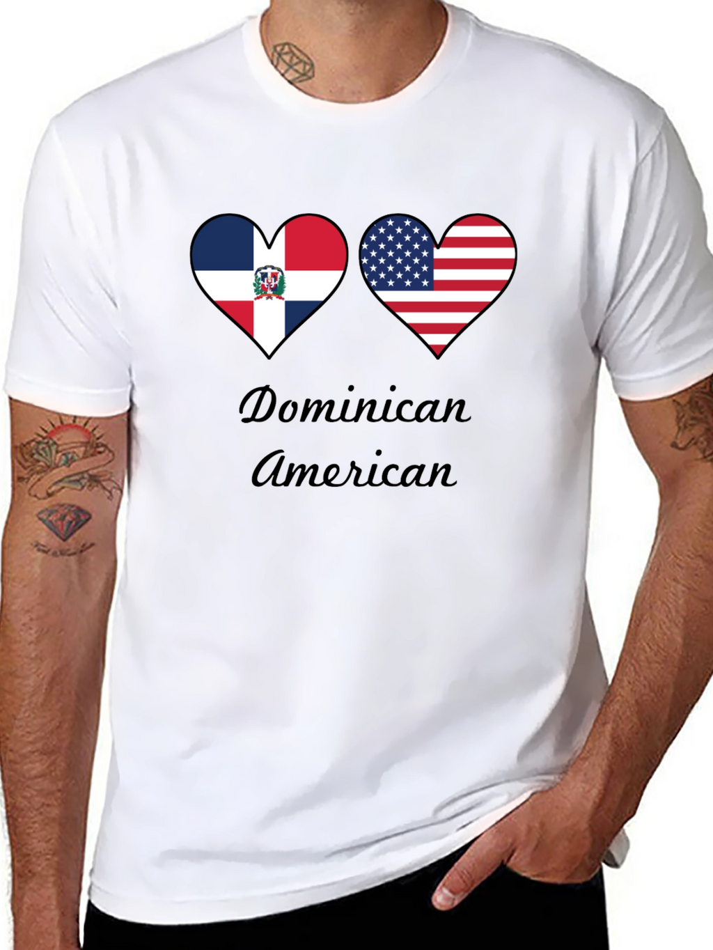 Dominican American Heart Flag T-Shirt