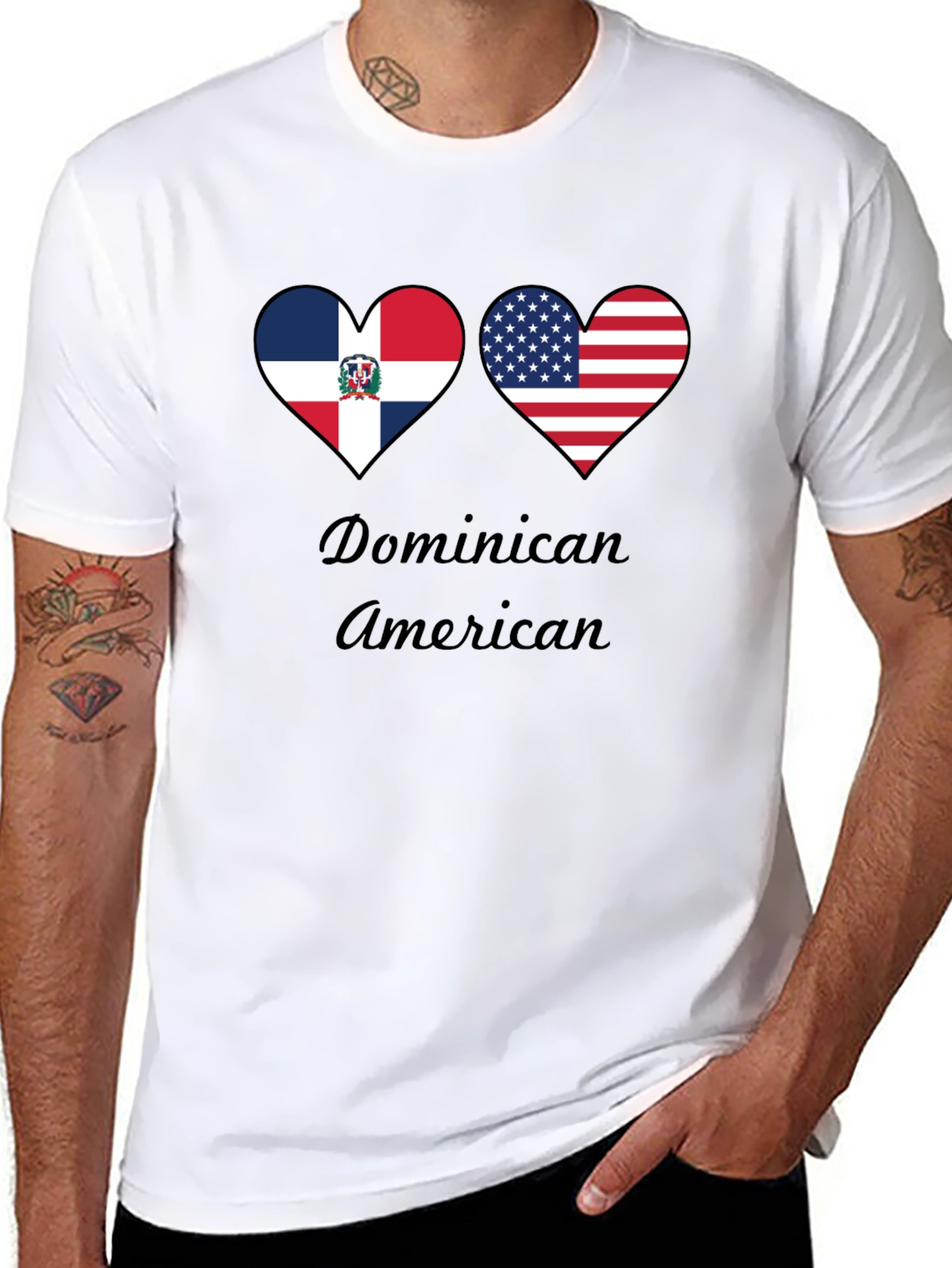 Dominican American Heart Flag T-Shirt