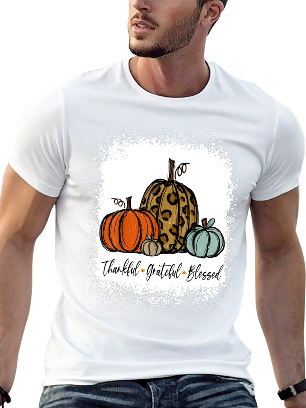 Thankful Grateful Blessed Fall Pumpkin T-Shirt