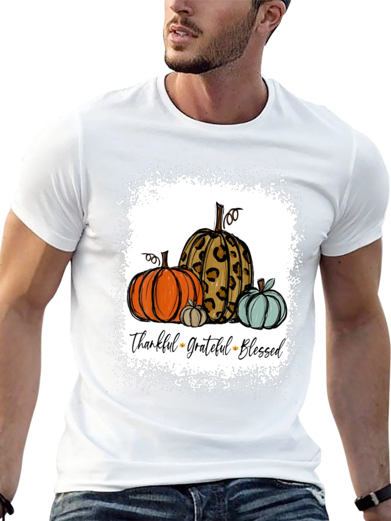 Thankful Grateful Blessed Fall Pumpkin T-Shirt