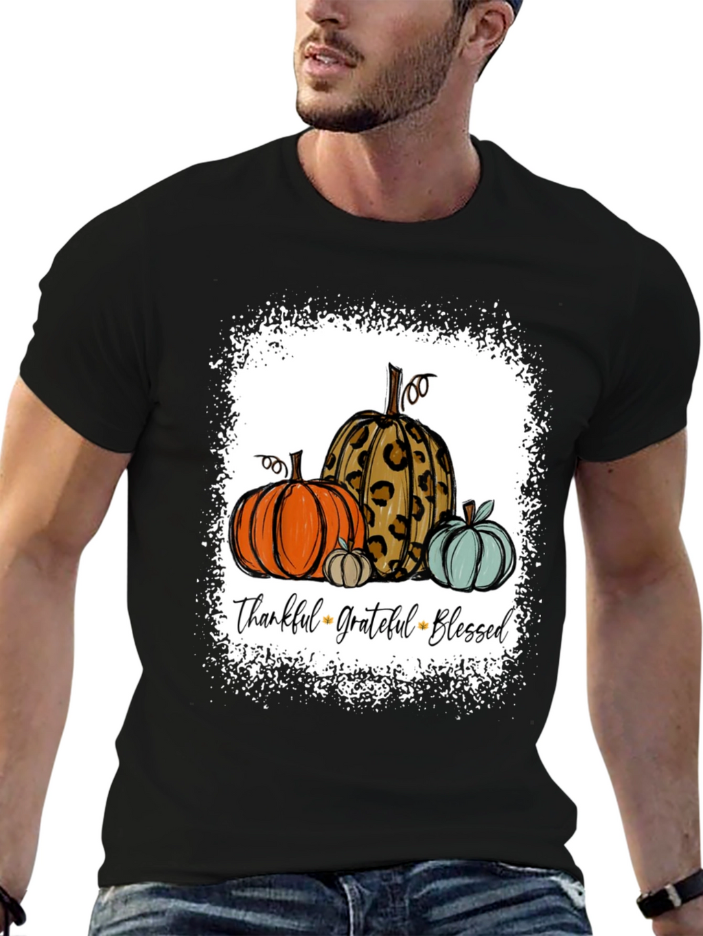 Thankful Grateful Blessed Fall Pumpkin T-Shirt