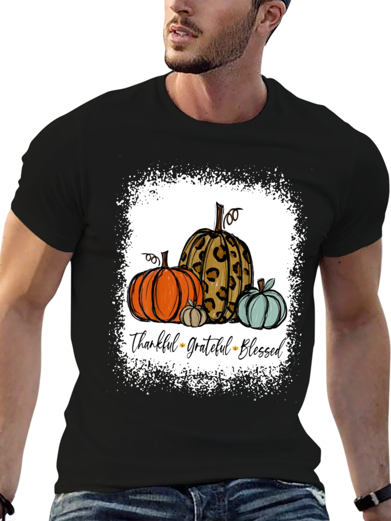 Thankful Grateful Blessed Fall Pumpkin T-Shirt