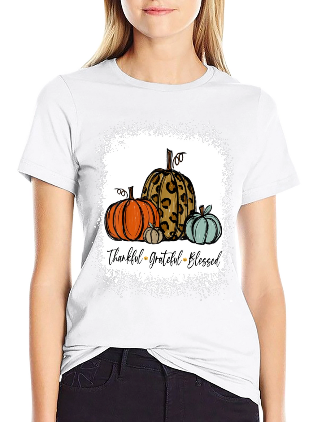 Thankful Grateful Blessed Fall Pumpkin T-Shirt