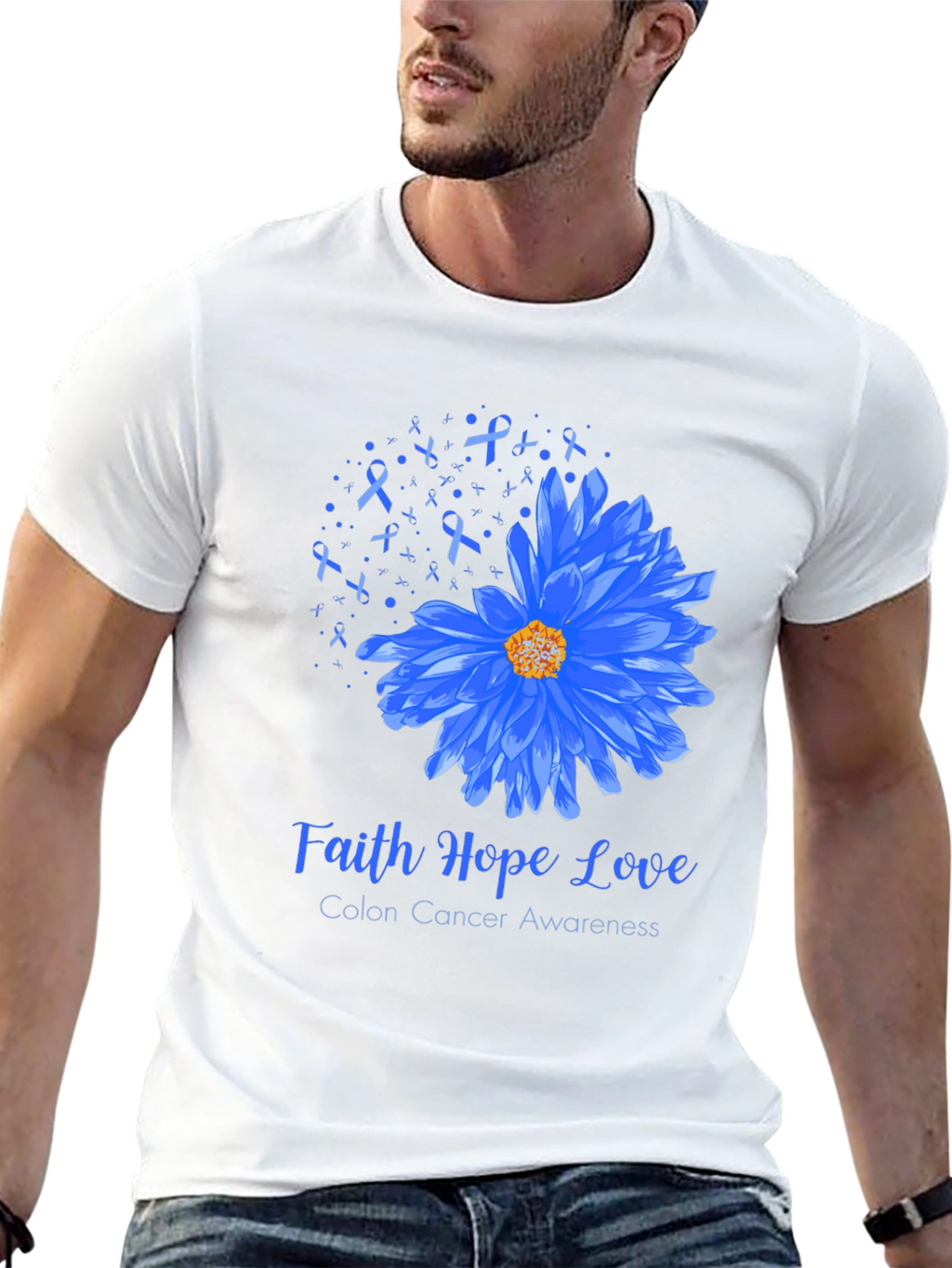 Faith Hope Love Colon Cancer Awareness Graphic Tee