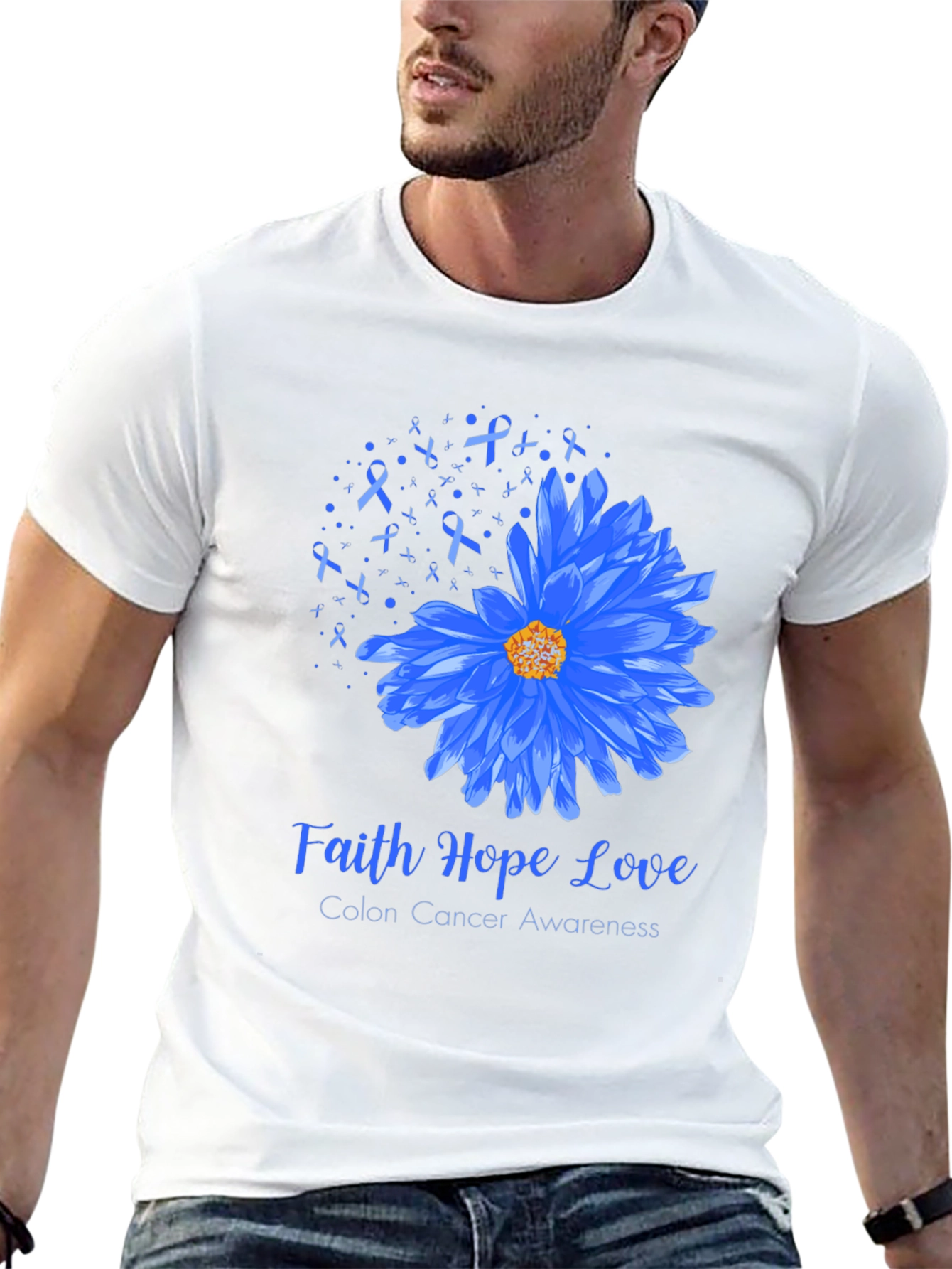 Faith Hope Love Colon Cancer Awareness Graphic Tee