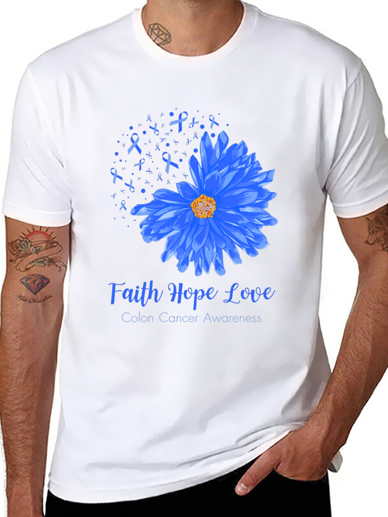 Faith Hope Love Colon Cancer Awareness Graphic Tee