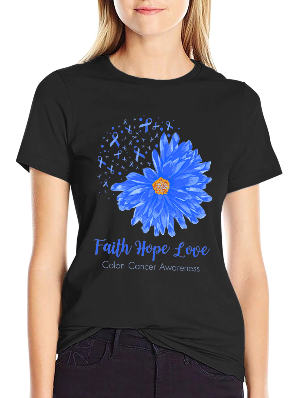 Faith Hope Love Colon Cancer Awareness Graphic Tee