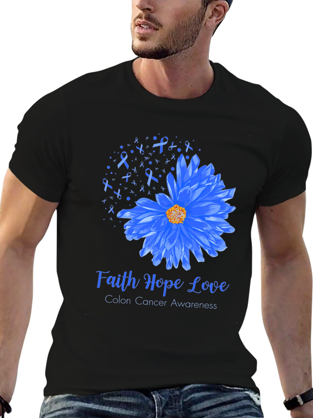 Faith Hope Love Colon Cancer Awareness Graphic Tee