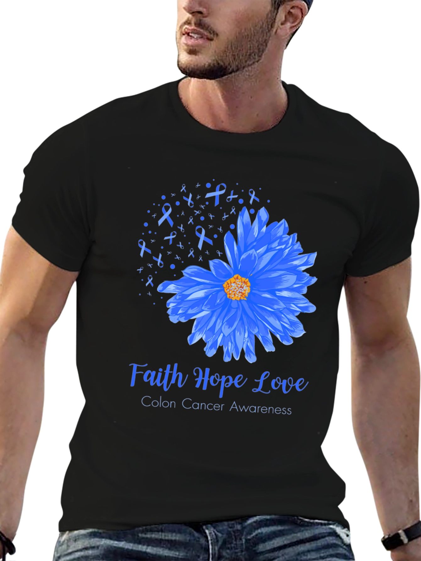 Faith Hope Love Colon Cancer Awareness Graphic Tee