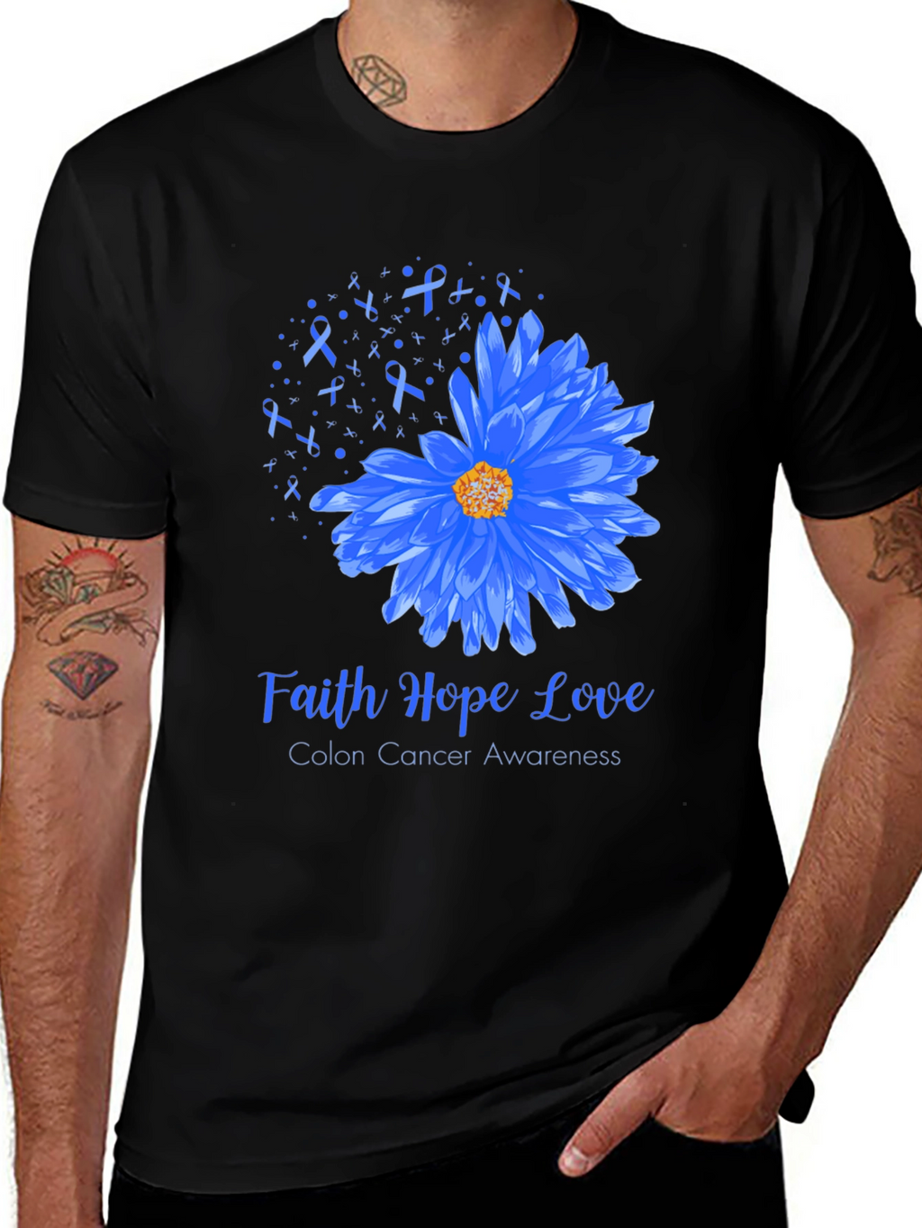 Faith Hope Love Colon Cancer Awareness Graphic Tee
