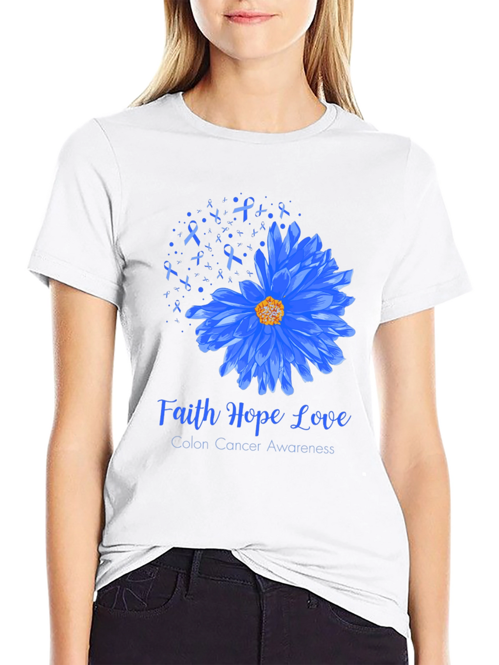 Faith Hope Love Colon Cancer Awareness Graphic Tee